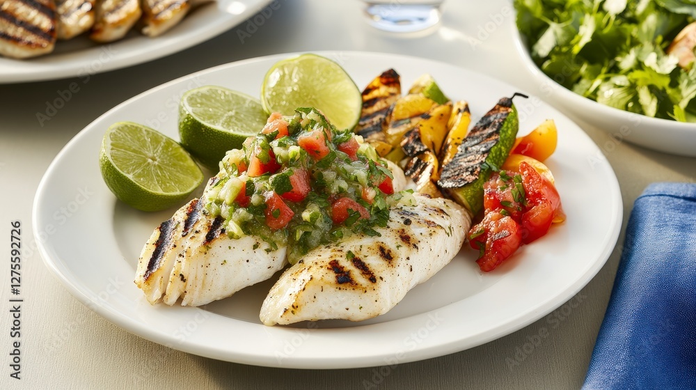 Grilled Fish with Salsa and Vegetables: A Summertime Delight Grilled Fish with Salsa and Vegetables: A Summertime Delight