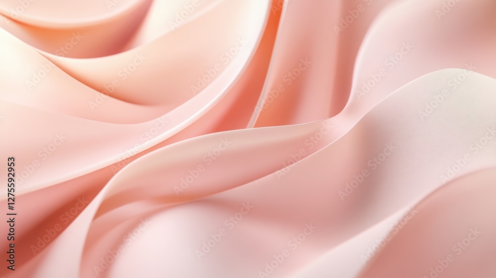 Obraz premium Vertical background with warm pale pink curves that create a sense of depth and dimension, with subtle shadow effects.