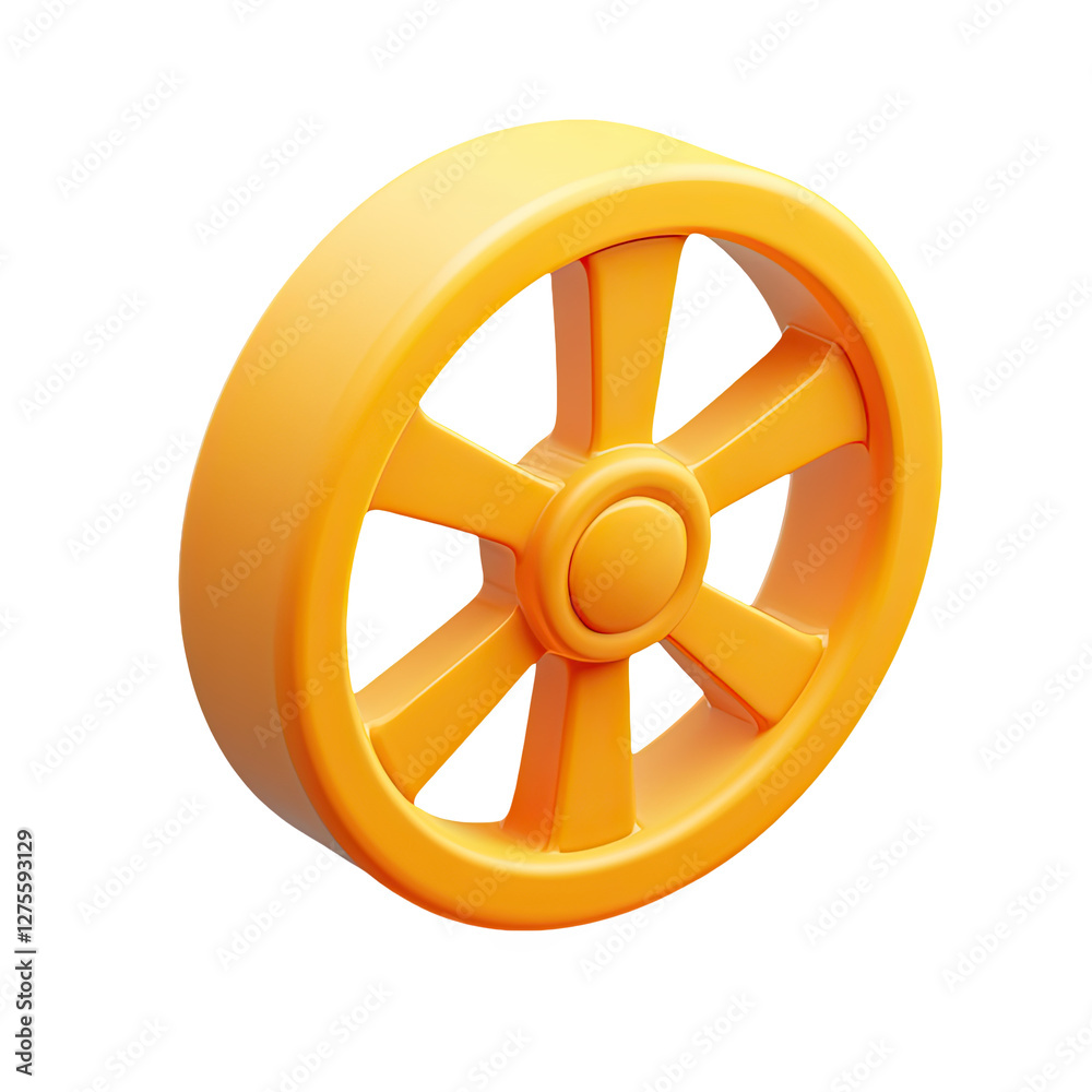 Obraz premium Vibrant Orange Wheel Design - 3D Icon Illustration