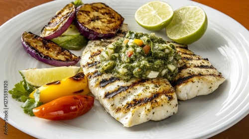 Grilled Fish with Salsa Verde and Grilled Vegetables - A Culinary Delight