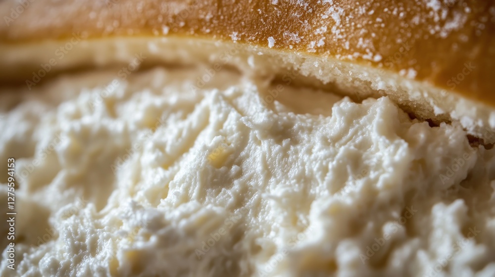 Close-up of Creamy Whipped Cream Filling Between Golden Brown Pastry Layers Close-up of Creamy Whipped Cream Filling Between Golden Brown Pastry Layers