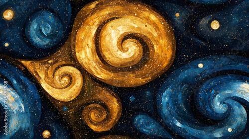 Abstract cosmic background. Watercolor and oil painting. Fractal art.