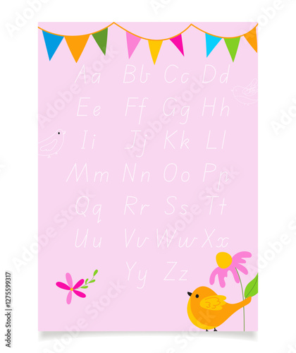 Abc worksheet with alphabet letters tracing for kids.