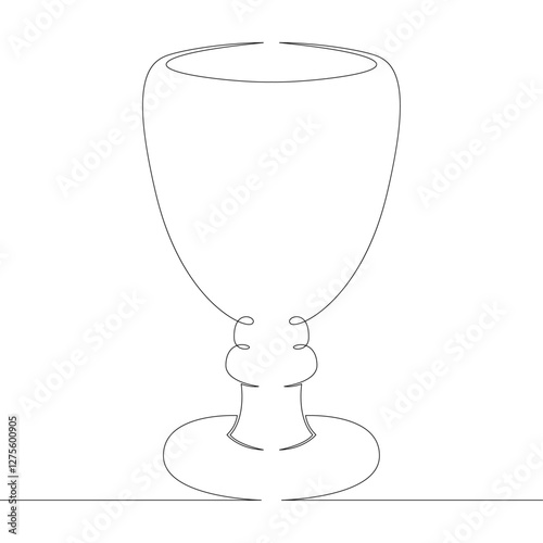 One continuous drawing line logo glass bowl goblet for alcoholic drinks and cup wine  side view .Single hand drawn art line doodle outline isolated minimal illustration cartoon character flat