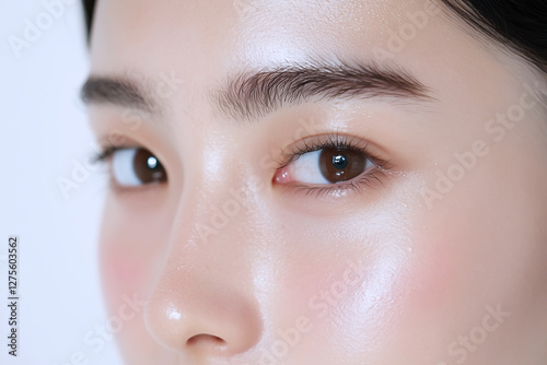 透明感あふれる美しい艶のある肌の女性のクローズアップ