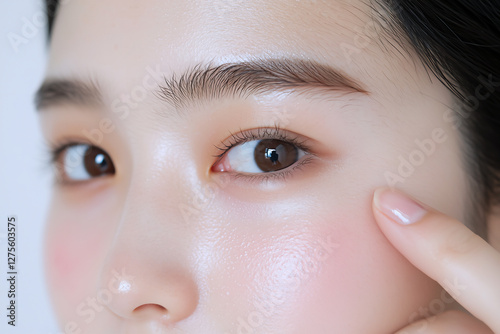 透明感あふれる美しい艶のある肌の女性のクローズアップ