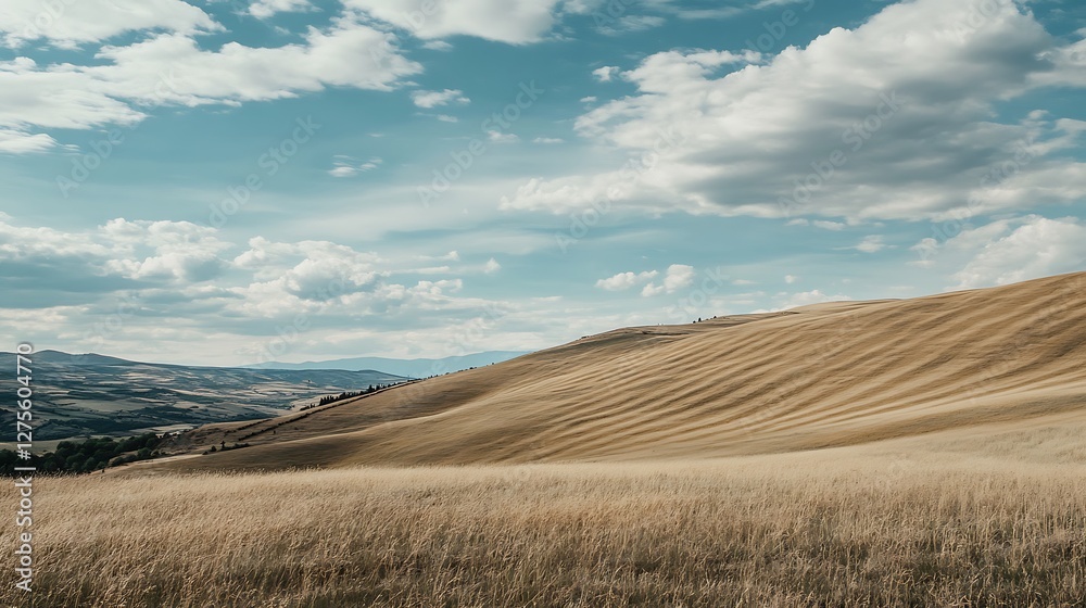Fototapeta premium Rolling Hills Under a Cloudy Sky Landscape
