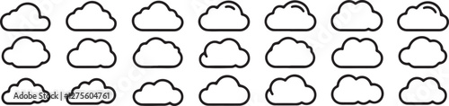 Cloud Icon Set – Minimalist Weather and Technology Symbols