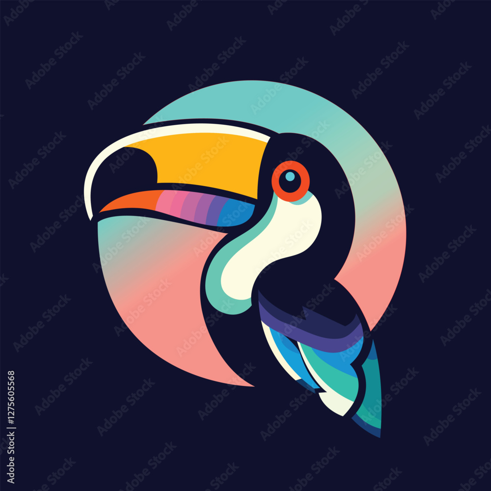 Obraz premium Toucan bird Colorful vector illustration in cartoon style