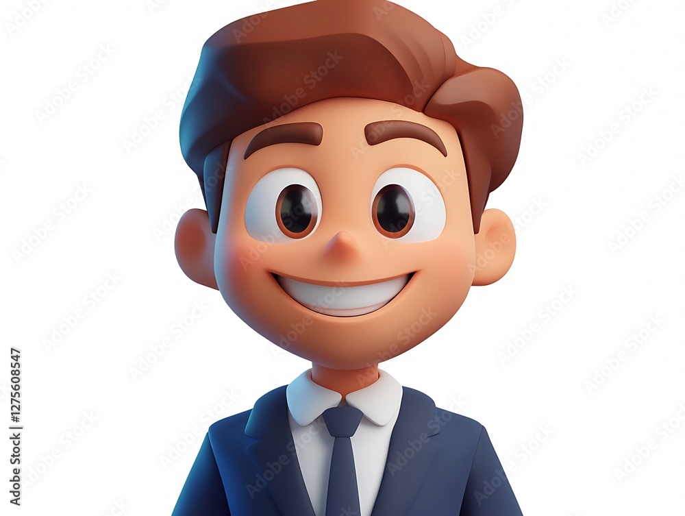 Happy businessman avatar, white background Happy businessman avatar, white background