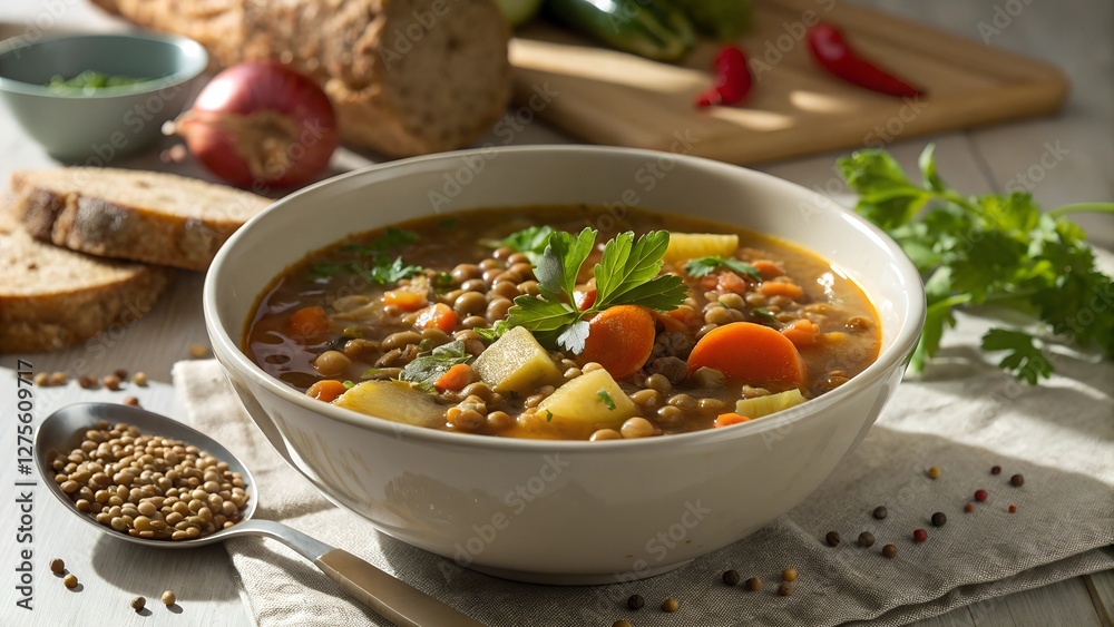 Lentil Soup Hearty and nutritious soup with lentils and vegetables. Lentil Soup Hearty and nutritious soup with lentils and vegetables.