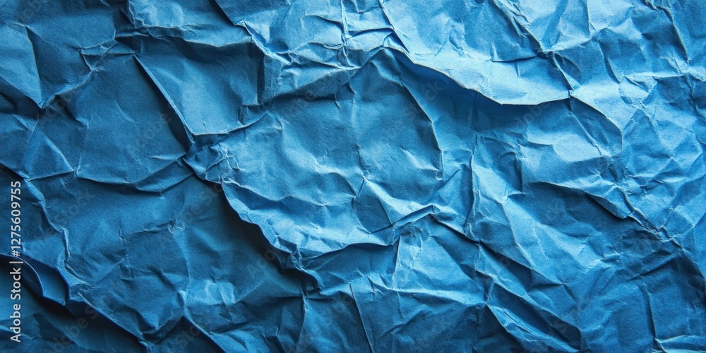Crumpled blue paper texture close-up featured prominently in center with ample copy space showcasing rich variations of blue tones and depth. Crumpled blue paper texture close-up featured prominently in center with ample copy space showcasing rich variations of blue tones and depth.