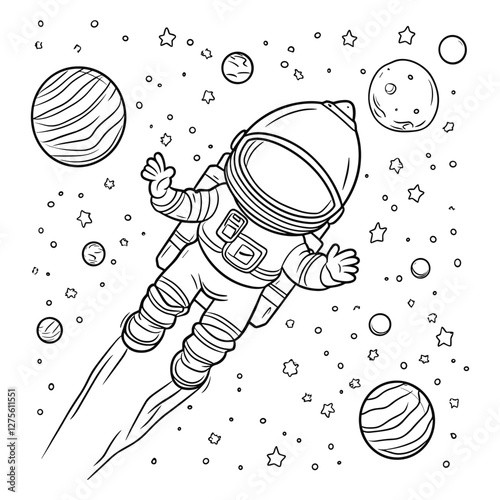 Astronaut Flying Through Outer Space