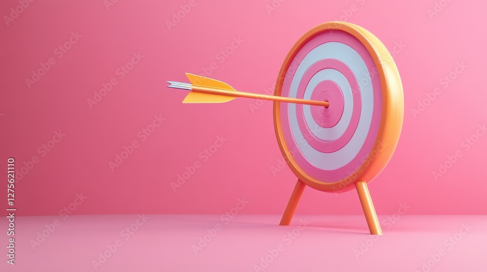 Pink Target with Arrow 3D Render Pink Target with Arrow 3D Render