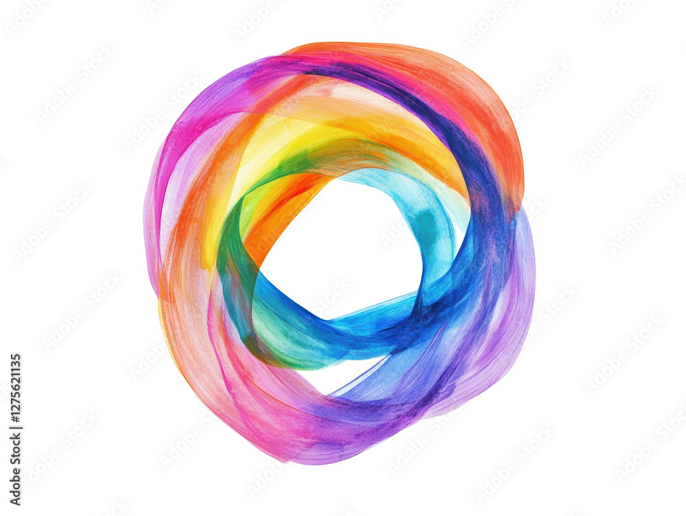 Isolated Watercolor Rainbow Circle