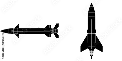 Detailed illustration of a missile design highlighting its key structural components and aerodynamic features