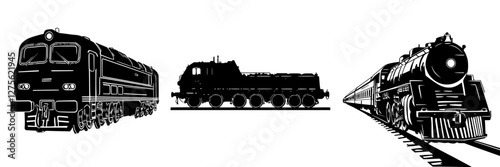 Vintage trains display various styles and designs showcasing the evolution of rail transport