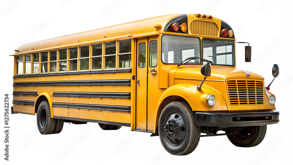yellow school bus isolated on transparent white background, clipping path yellow school bus isolated on transparent white background, clipping path