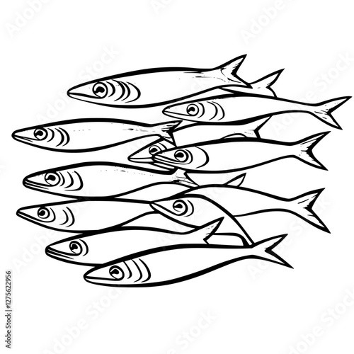 Group of fish swimming together in a natural underwater habitat at sunset