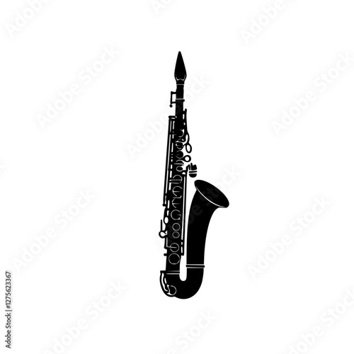 Elegant saxophone silhouette displayed against a plain background, showcasing musical artistry and instrument design