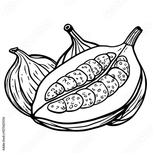 Colorful depiction of cacao pods and seeds highlighting the beauty of tropical agriculture