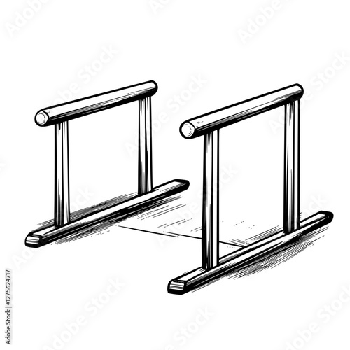 Wooden parallel bars for gymnastics training in an indoor gym setting during morning practice sessions