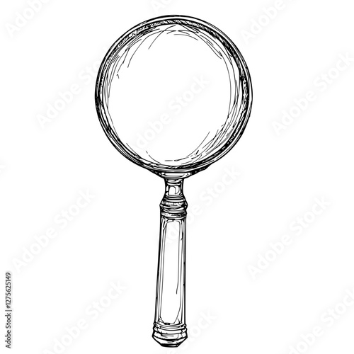 Magnifying glass on a plain background with a classic design, emphasizing its elegant handle and perfect round lens shape