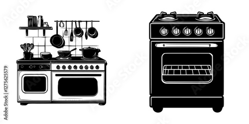 Kitchen setup featuring a stove and cooking utensils, ideal for culinary activities at home