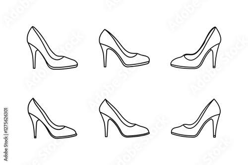 high heels sketch line art vector illustration