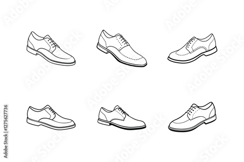 oxford shoes sketch icon line art vector illustration