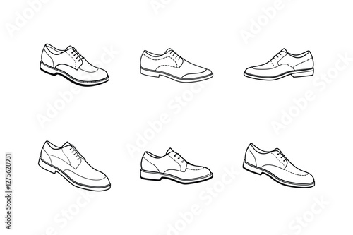 oxford shoes sketch icon line art vector illustration