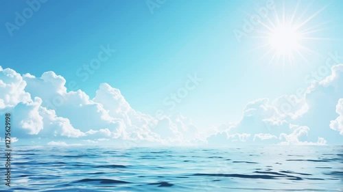 blue sunny sky and ocean