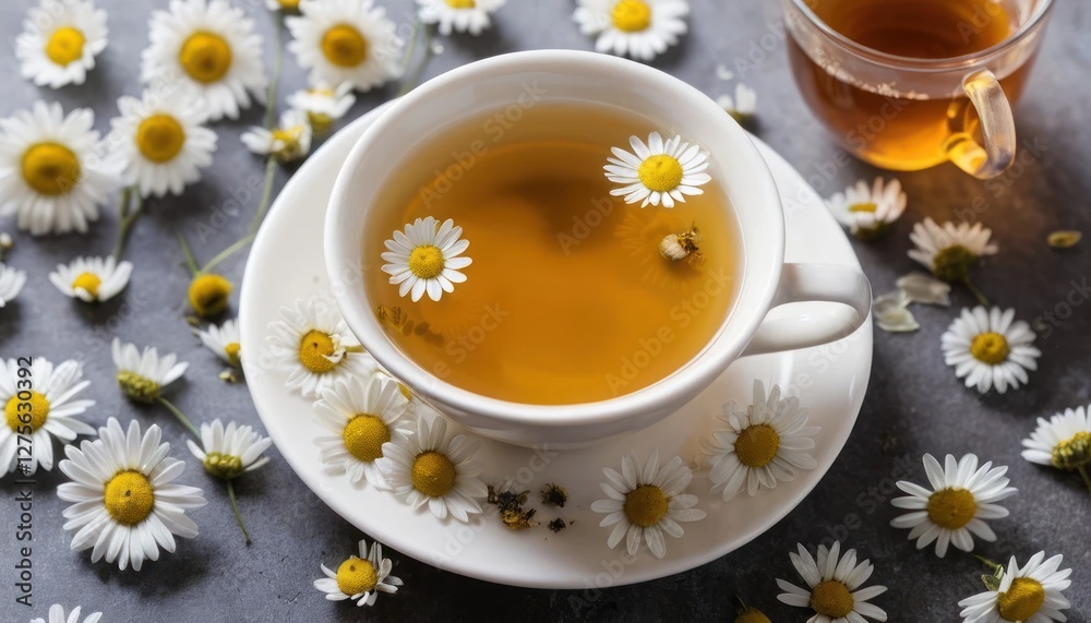 Soothing Chamomile Tea Setup with Petals Soothing Chamomile Tea Setup with Petals