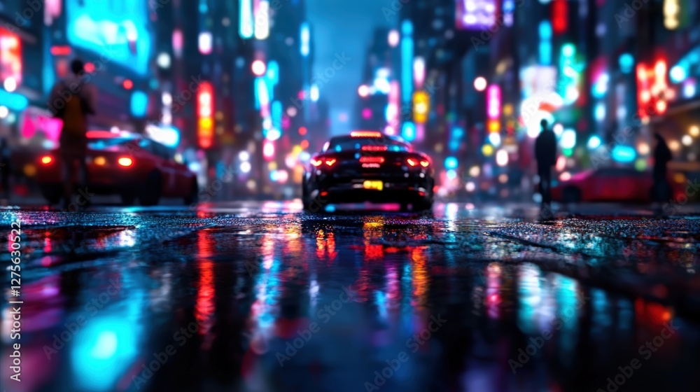 Futuristic AI-Driven Autonomous Car in Cyberpunk City Futuristic AI-Driven Autonomous Car in Cyberpunk City