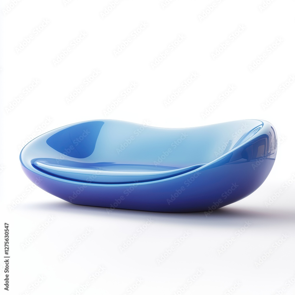Glossy blue floating sofa with an ultra-modern aesthetic isolated on white Glossy blue floating sofa with an ultra-modern aesthetic isolated on white