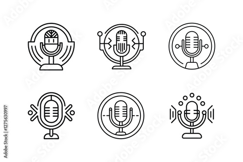 voice recognition software line art vector illustration