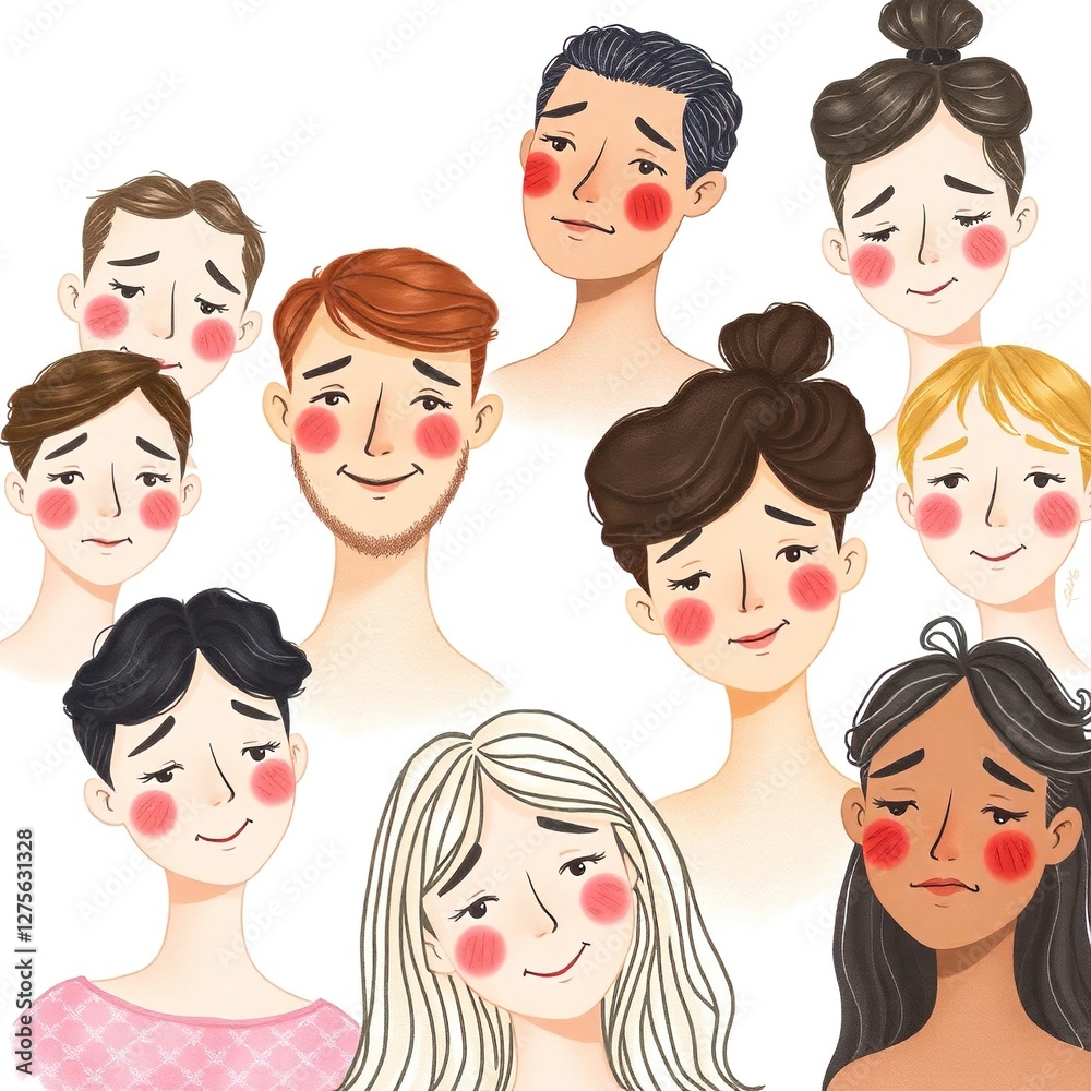 vector illustration of a set of funny faces vector illustration of a set of funny faces