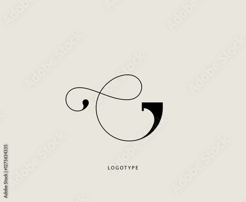 Letter "G" vector logo. Elegant minimalist icon. Classic logotype with thin lines and curls.