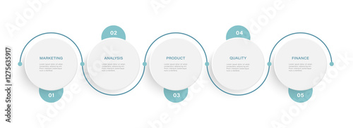 Circular infographic elements with 5 steps, parts or options.