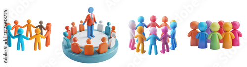 Glossy 3D Team Collaboration Design transparents Background