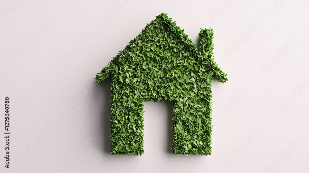Eco-Friendly House Model Made of Green Leaves Symbolizing Sustainability and Nature Eco-Friendly House Model Made of Green Leaves Symbolizing Sustainability and Nature