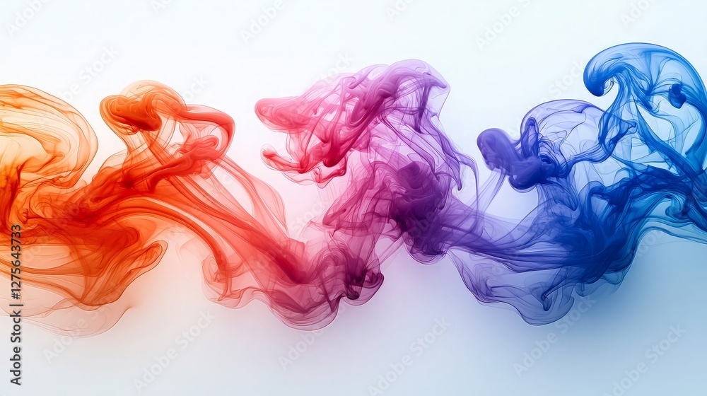 Abstract Colorful Ink Flow on White Background. Possible use Stock photo for design inspiration Abstract Colorful Ink Flow on White Background. Possible use Stock photo for design inspiration