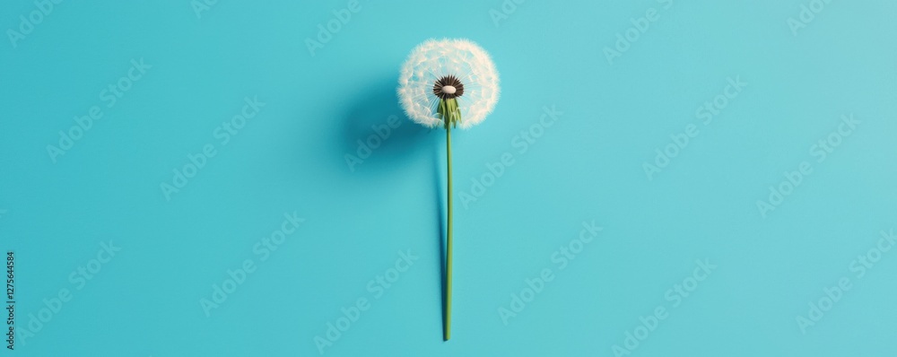 Dandelion Puff Floating Gently in the Wind Against a Clear Blue Sky Dandelion Puff Floating Gently in the Wind Against a Clear Blue Sky