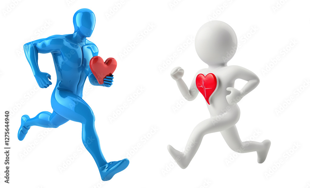 Modern 3D Cardio Strength Icon in Human's Hands transparents Background Modern 3D Cardio Strength Icon in Human's Hands transparents Background