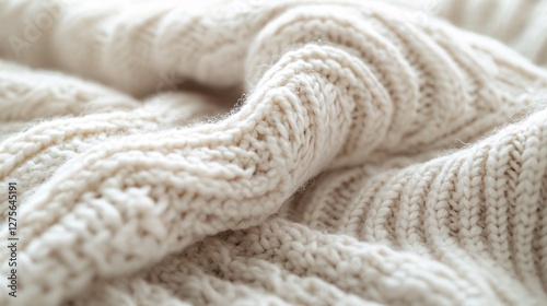 Creamy White Knitted Fabric Soft Texture