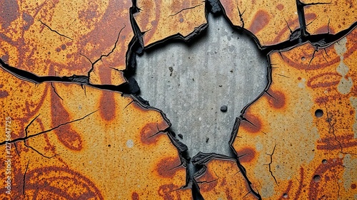 Close-up image of a metal object showing characteristic patterns of an overload fracture, texture, fracture