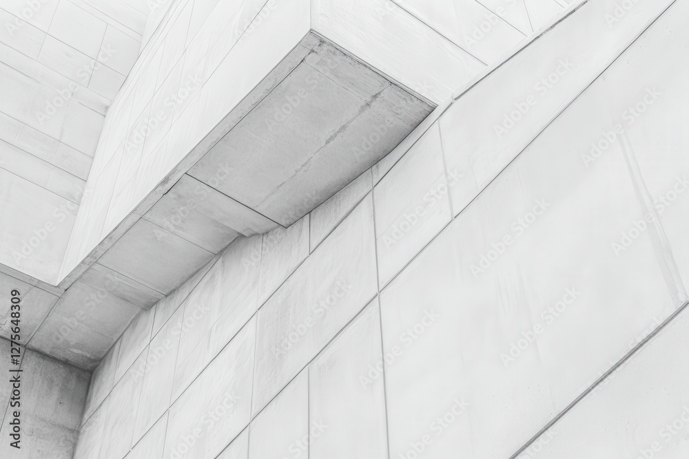 Abstract view of a modern, concrete building exterior with geometric shapes for minimalist design Abstract view of a modern, concrete building exterior with geometric shapes for minimalist design