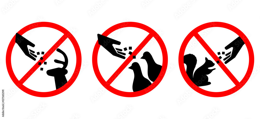 Do not feed the animals wildlife signs set. Vector illustration Do not feed the animals wildlife signs set. Vector illustration