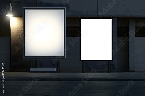 Outdoor Street Billboard Mock-Up with White Empty Space