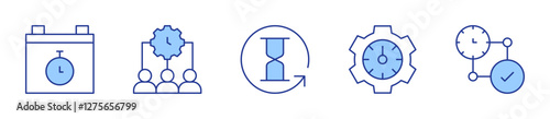 time management, manage, hourglass. Manager Icon vector illustration. Line Duotone style. Editable stroke